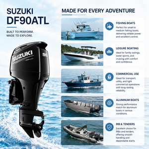 Motor Fuera de Borda Marino Suzuki DF90ATL de 90hp con Arranque Eléctrico Simple o Doble para Barcos de Pesca y Recreo - Product Image 2