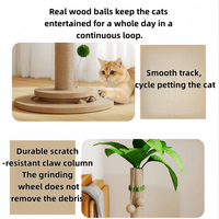 Structure d'escalade verticale pour chat, durable, en bois et bambou, antidérapante, respectueuse de l'environnement, avec piste à balles interactive et tapis d'escalade en corde