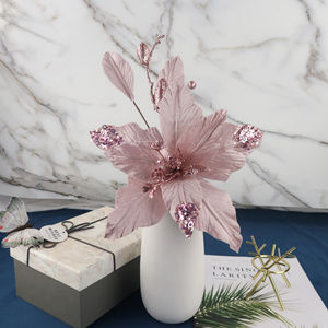 <span class=keywords><strong>Picks</strong></span> floraux de Noël 01412 # Décoration de Noël de 31 cm de diamètre, fleurs artificielles scintillantes, décoration de Noël, branche de fleurs de Noël - Product Image 6