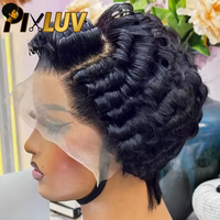 Perruques Courtes en Cheveux Vierges Vietnamiens de Grade 12A/15A, Perruques Frontales HD en Dentelle, Lisses, Couleur Naturelle, Sans Colle