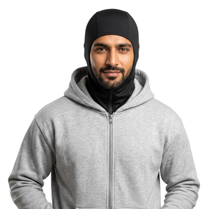 Sweat à capuche personnalisé pour homme, style Ninja masqué, en coton épais, patchwork, double capuche, zippé, cagoule, effet délavé à l'acide - Product Image 1