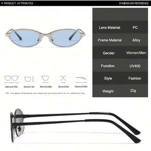 Gafas de Sol Ovaladas de Metal Vintage de Moda 2025 con Logotipo Personalizado, Gafas de Sol Punk Cat Eye UV400 para Hombre y Mujer - Product Image 4