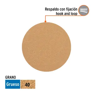 Paquete de 5 Discos de Lijado de 5 Pulgadas, Grano 40, Marca TRUPER - Product Image 1