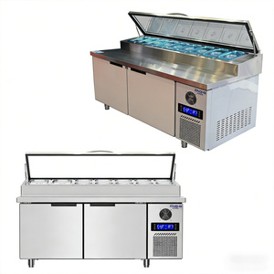 <span class=keywords><strong>Table</strong></span> de préparation commerciale en acier inoxydable pour salades, réfrigérateur de préparation pour sandwichs et pizzas à 2/<span class=keywords><strong>3</strong></span> <span class=keywords><strong>portes</strong></span>, refroidi par air, avec bacs GN, taille personnalisée OEM - Product Image 3