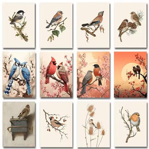 โปสเตอร์นอร์ดิกรูปนกภูมิทัศน์สไตล์วินเทจโกลด์ฟินช์พิมพ์ภาพติดฝาผนังสไตล์การออกแบบตกแต่งห้องนั่งเล่น - Product Image 2