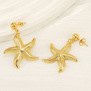 ZOGXIN Ocean Theme Drop <b>Earrings</b> Gold Starfish <b>Octopus</b> Shell 18K Stainless Steel Party Fashion Jewelry - Product Image 4