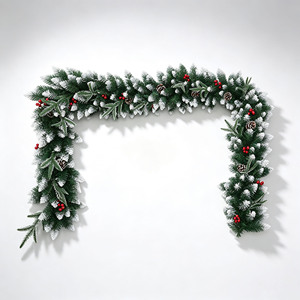 Guirlande <span class=keywords><strong>de</strong></span> Noël moderne élégante faite à la main en PVC <span class=keywords><strong>de</strong></span> 2 m avec boules en rotin, écologique, imperméable, à suspendre au mur, pour intérieur/extérieur, fête - Product Image 3