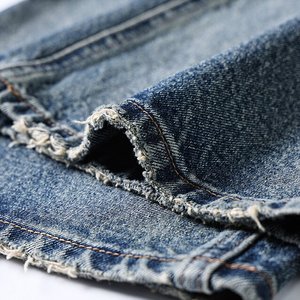 <span class=keywords><strong>Jeans</strong></span> da Uomo 100% Cotone Vintage a Vita Alta, Gamba Larga, Strappati, Effetto <span class=keywords><strong>Stone</strong></span> Washed, Distressed, Vestibilità Ampia, Stile Streetwear con Ricami - Product Image 6