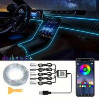 Tira de LED RGB con Control por Aplicación, Personalización de Fábrica, 12V, Lámpara Decorativa de Fibra Óptica, Iluminación Ambiental para Auto, Iluminación Interior