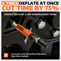 Kit de Valve de Dégonflage de Pneu à Arrêt Automatique Réglable (10-30 Psi) – 4 Pièces, Outil de Dégonflage de Pneu à Visser pour Véhicules Tout-Terrain 4x4 (Avec 5 Bouchons de Valve)