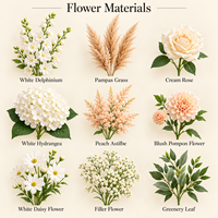 Composition florale artificielle blanc crème faite à la main, chemin de table floral, présentation de fleurs mélangées pour la décoration de scène de cérémonie de mariage