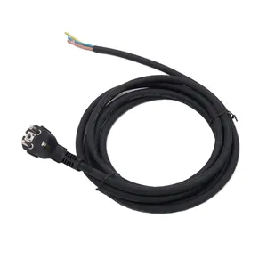 Schuko power cord CEE 7/7 plug with rubber cable