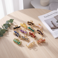 Pince à cheveux artisanale en pierres précieuses naturelles, plaquée or, avec éclats de cristal en forme de papillon, vente en gros