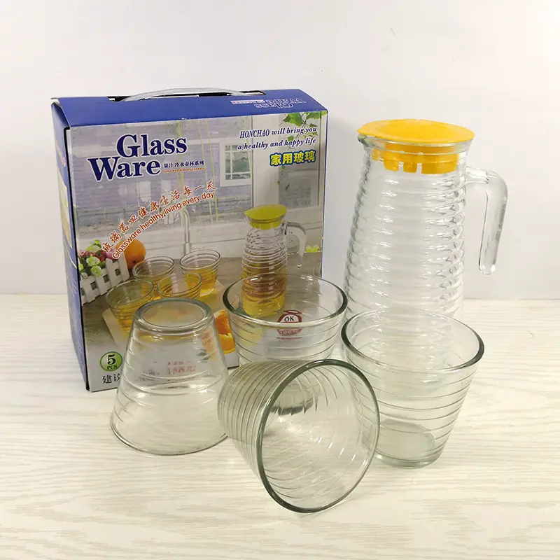 Household corrugated glass water ware three piece cold water jug five piece cold water jug