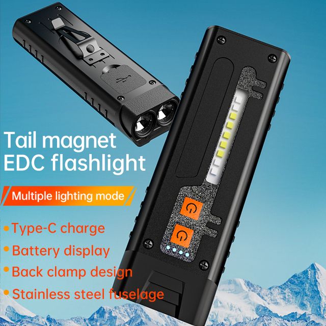 Rechargeable LED Work Light Portable Mini Keychain Pocket High Lumen EDC Flashlight Lumens for EDC PC Waterproof Pen Torch