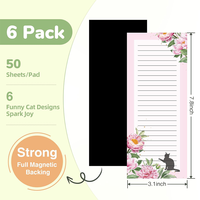 Bloc de Notas Magnético para Refrigerador con Diseño de Gato y Flores, Bloc de Lista de Compras, Bloc de Notas para Refrigerador, Regalo para Cocina