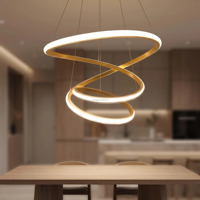 Nouvelle Arrivée Lustre Moderne Argenté à Hauteur Réglable LED 70W Ra90 Tricolore CCT Commutable Suspension Luminaire Suspendu Salon