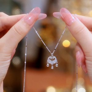 Collar con Candado <span class=keywords><strong>de</strong></span> <span class=keywords><strong>Amor</strong></span> Eterno, Diseño <span class=keywords><strong>de</strong></span> Lujo Discreto, Cadena <span class=keywords><strong>de</strong></span> Bambú <span class=keywords><strong>de</strong></span> Cobre, Regalo Deportivo <span class=keywords><strong>de</strong></span> Cumpleaños <span class=keywords><strong>para</strong></span> Novia o Mejor Amiga - Product Image 2