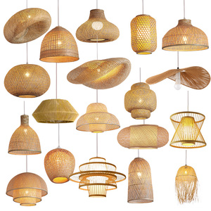 Lámpara Colgante de Ratán Hecha a Mano con Pantalla de Bambú, Iluminación Colgante de Ratán para el Hogar, Lámparas de Mimbre, Lámpara de Ratán - Product Image 1