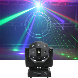 Mini projecteur LED à tête mobile, faisceau laser, stroboscope, 16 projecteurs mobiles 3-en-1 à roulettes, DMX, rotation infinie, pour discothèque - Product Image 3
