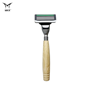 Rasoir masculin à 6 lames, design à coupe serrée, cadre à dos ouvert, réutilisable, en bois, lames en acier courbées, pour salon et barbier - Product Image 1