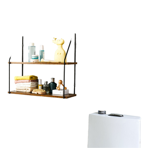 <span class=keywords><strong>Étagère</strong></span>s murales de style élégant à 2 étages, <span class=keywords><strong>bois</strong></span> et <span class=keywords><strong>métal</strong></span>, pour <span class=keywords><strong>étagère</strong></span>s de rangement dans la cuisine, le salon, la salle de bain - Product Image 3