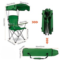 Chaise de plage pliable OEM en gros avec auvent pare-soleil, cadre en acier robuste, accoudoirs rembourrés et porte-gobelet – Chaises de plage portables