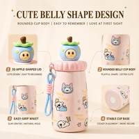 Bouteille d'eau isotherme à double paroi sous vide pour enfants, avec logo personnalisé, motif dessin animé mignon, avec corde, vente en gros
