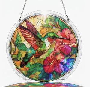 Attrape-soleil en acrylique style vitrail, ornement mural en mosaïque colorée pour <span class=keywords><strong>la</strong></span> maison, le jardin ou comme cadeau - Product Image 2
