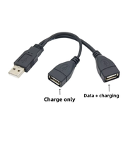 Cable adaptador divisor en Y USB 2.0 de 0.15m/0.3m, de USB-A macho a 2 USB-A hembra, con cable de alimentación