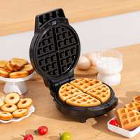 Machine à petit-déjeuner multifonction 3-en-1 : mini-machine à pain, gaufrier et appareil à sandwichs électrique avec plaques amovibles pour un nettoyage facile