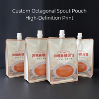 Pochette à bec verseur refermable sur mesure, scellée sur huit côtés, de qualité alimentaire, pour emballage de liquides, lait, gelée, assaisonnement, sachet stand-up