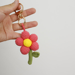 Creative Handmade Key Chains for Women Bag Charm Pendant Key Rings Sweet Cute <b>Multicolor</b> Flower Crochet Keychain Flower Keychain - Product Image 6