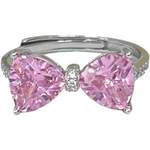 Bijoux en argent 925 de qualité supérieure, bague à nœud en zircon rose doux, bijoux pour femmes, bagues ouvertes en argent sterling 925, vente en gros - Product Image 6