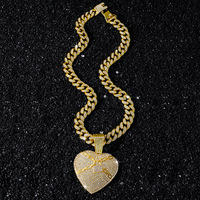 Collier pendentif cœur verrouillable tendance, entièrement pavé de zircone cubique, chaîne cubaine glacée, bijoux de couple urbains