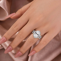 Bijoux de luxe bague 3 pièces ensemble Halo 5ct coupe ovale Moissanite 925 argent Sterling femmes bagues de fiançailles de mariage