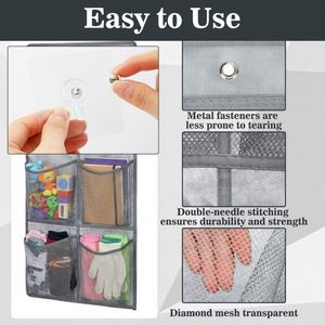 Organisateur de chaussures suspendu robuste à 2 crochets et 6 grandes poches en maille, pour porte de placard et rangement domestique - Product Image 5