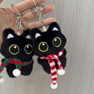 Wholesale Black Cat Plush Keychain Cute Cartoon Cat Pendant <b>Bag</b> Charm Big Eyes Doll Decorations Custom <b>Gift</b> Bulk Orders - Product Image 2