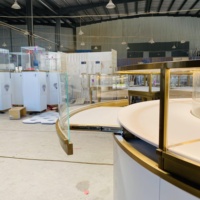 Étagère de présentation de bijoux en acier inoxydable ovale et ronde, vitrine de magasin pour bijouterie en verre, mobilier