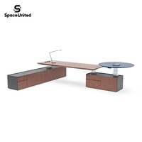 Escritorio Ejecutivo Modular de Alta Calidad SpaceUnited con Superficie de Madera Maciza y Diseño Abierto para Computadora