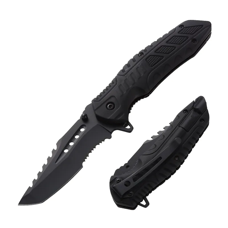 Popular Goods Black Outdoor Camping Knife Bushcraft Folding Tactical Survival Knife Pocket Knife Hunting With Fire Starter
