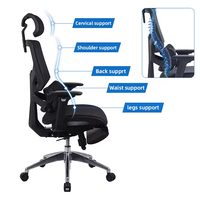 Fauteuil de bureau ergonomique moderne JR RACING avec appuie-tête réglable et dossier inclinable en maille, chaise de bureau informatique ajustable