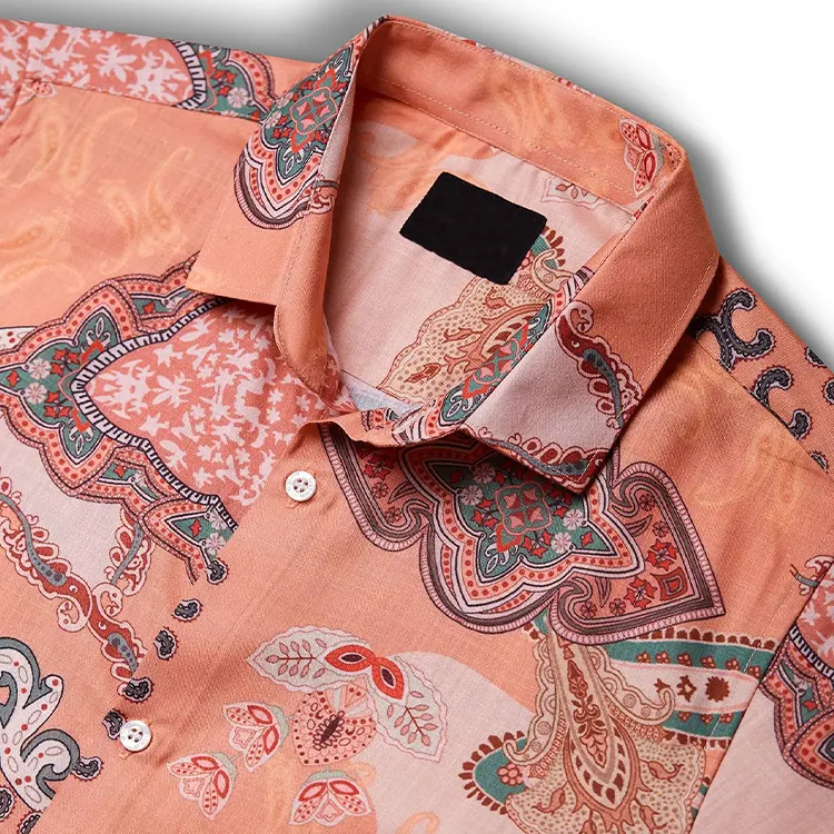 Camisa havaiana personalizada homem de algodão orgânico por atacado de fabricação