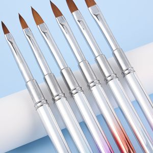 Pinceau à ongles avec manche métallique, stylo de sculpture en cristal, poils synthétiques, gel acrylique, outil de sculpture pour manucure, décoration d'ongles en salon - Product Image 2