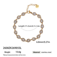 Bracelet Tennis Luxe 5A en Zircon Cubique Cœur pour Femme, en Acier Inoxydable, Étanche, Bijou Scintillant avec Cœur Halo en Zircon Cubique