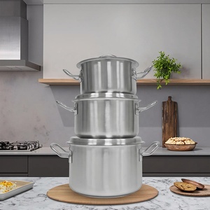 Ss201durable thương mại thép không gỉ ngắn cơ thể Pan Thùng cắm trại nấu ăn nồi với Composite dưới cho khách sạn - Product Image 1