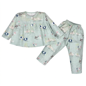 Conjunto de Pijama de Algodón Suave Estampado para Niñas - Product Image 1