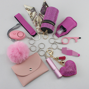 Wholesale DIY Key Chain Set Neoprene Sanitizer Chapstick Holder Wristlet Alarm 11Pcs Defense <strong>Keychains</strong> <strong>Bulk</strong> Accessories - Product Image 2