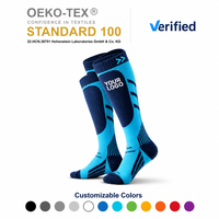 Chaussettes de ski personnalisées en gros avec logo, MOQ 50 paires, mélange de laine, isolation thermique, amorti, chaussettes de ski professionnelles pour l'hiver