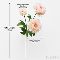 Susunan Bunga Peony 3 Kepala Besar Buatan Tangan dari Sutra, Dekorasi Pernikahan, Hari Ibu, Wisuda, Hari Valentine